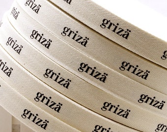 Cinta de algodón de sarga personalizada de 100 yardas, nombre impreso blanco personalizado, texto, logotipo de marca, cinta para regalos corporativos, regalos de boda