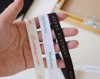 Cinta personalizada de 100 yardas, cinta de algodón impresa personalizada de 10 a 90 mm con nombre, texto y logotipo de marca para regalos corporativos y regalos de boda