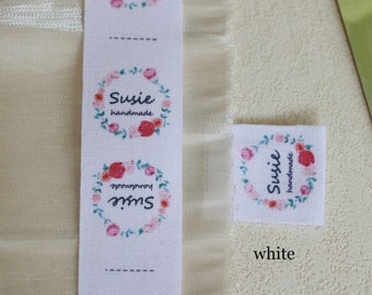 50 etiquetas de algodón con nombre, etiquetas de costura, etiquetas para ropa, personalizadas, etiquetas de tela con logotipo personalizado para coser, etiquetas de marca, etiquetas desplegadas