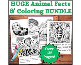 Over 135 Pages! Animal Fun Facts and Coloring Pages Life Science Animals Around the World Coloring Sheets Realistic Animals Interesting Fact