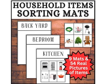 Household Items Sorting Mats! Sort Objects by Room Activity, Preschool, Kindergarten, SpEd Life Skills, Homeschool, Printable Autism Center