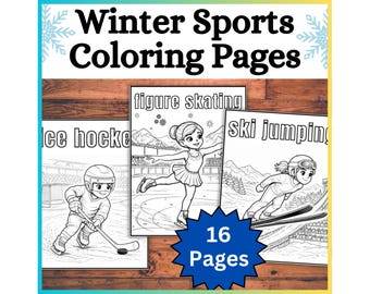 16 Winter Games Coloring Pages! International Sports 2026 Kids Coloring Book Sheets, February Bulletin Board Idea, Skiing, Figure Skating