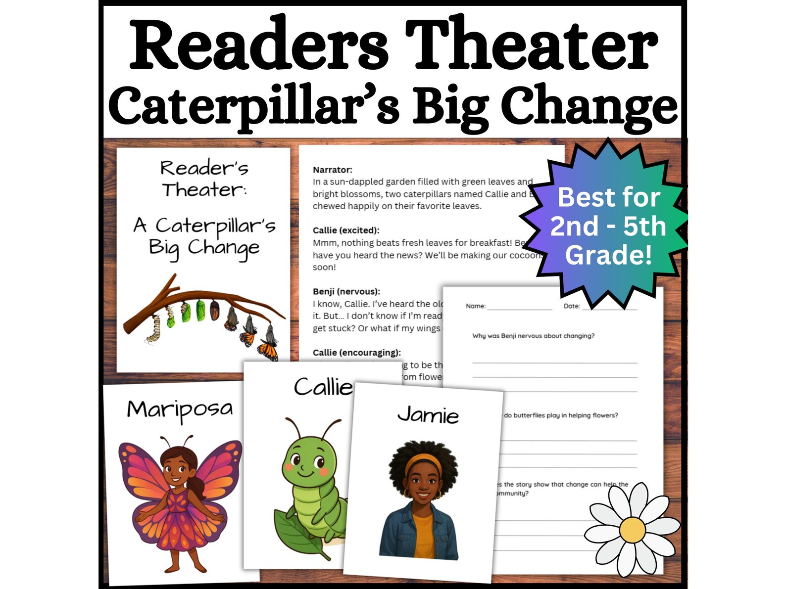 Caterpillar's Big Change Readers Theater Script! Butterfly Life Cycle ...