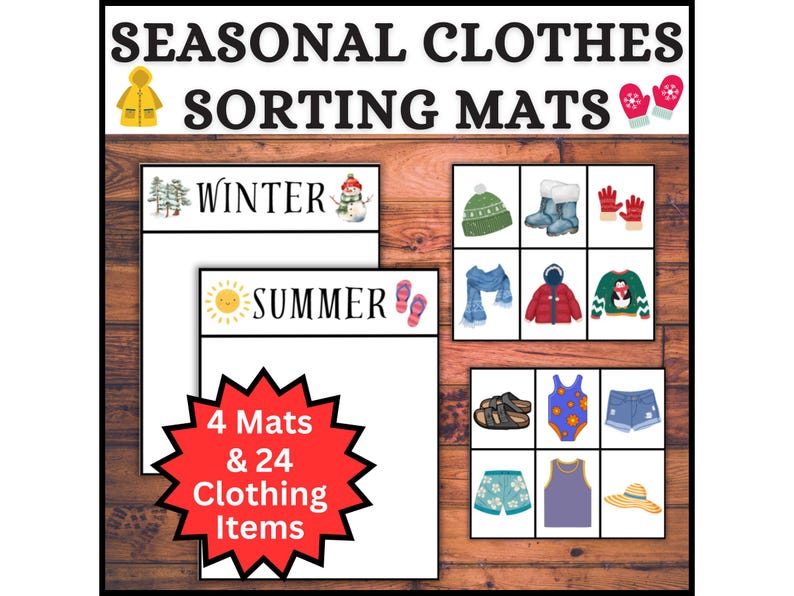 Four Seasons Clothes Sorting Mats, Dress for the Weather Craft, and ...