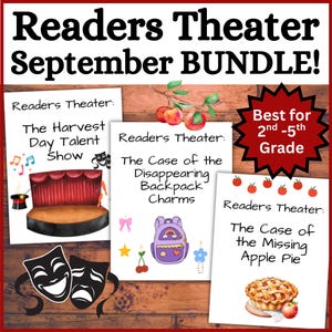 Readers Theater Script BUNDLE! Fluency Reading Practice 2nd 3rd 4th 5th Grade Printable September Dramatic Play Center, Fall Drama Download