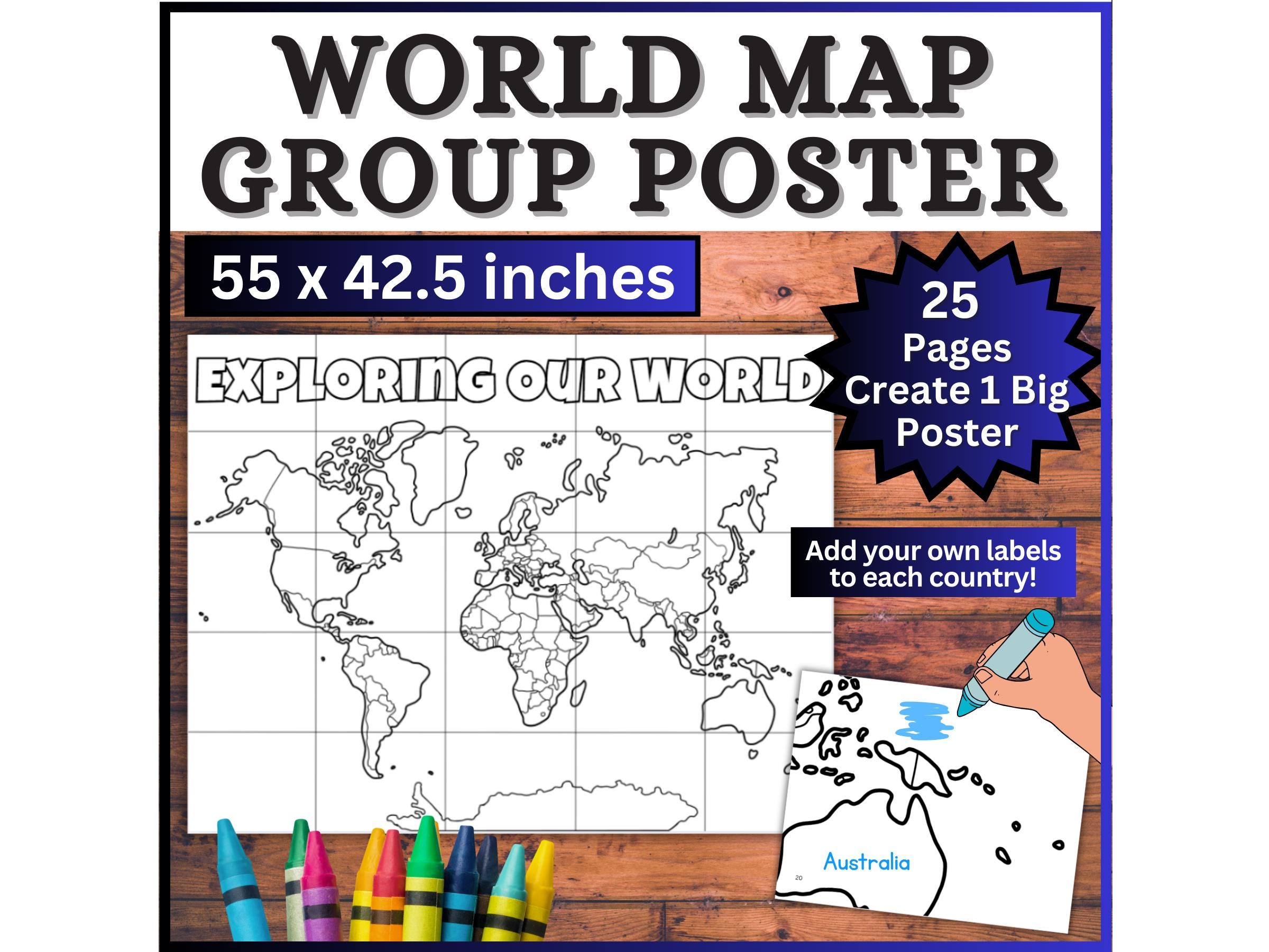 Map of the World Collaborative Poster! Geography Bulletin Board ...