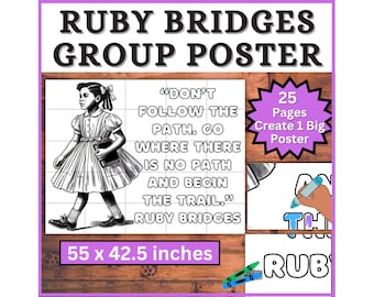 Ruby Bridges quote gezamenlijke poster, Black History Month, Women's History Month Art Project februari kleurplaat prikbord prikbord