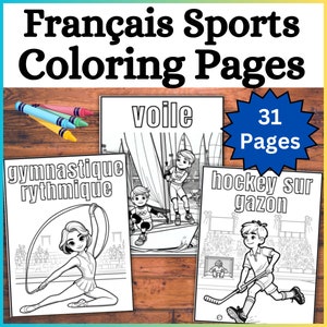 31 FRENCH Sports Coloring Pages Sheets! Jeux de sports d&#39;été, Langue française Summer 2024 Kids Coloring Book France Sports Craft Activities