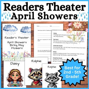 April Showers Bring May Flowers Readers Theater Script! Spring Summer Drama Play Center, Fluency 2nd-5th Grade Skit Small Group Read Aloud