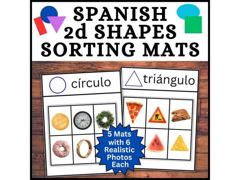 SPANISH 2D Shapes Sorting Mats Activity, Spanish Language Sort Shapes ...