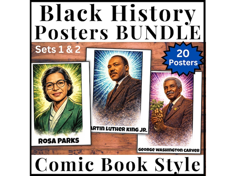 Mlk Comic Style 20 Black History Month Poster BUNDLE! Comic Book Style February ...