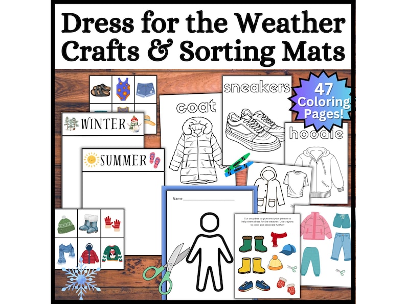 Four Seasons Clothes Sorting Mats, Dress for the Weather Craft, and ...