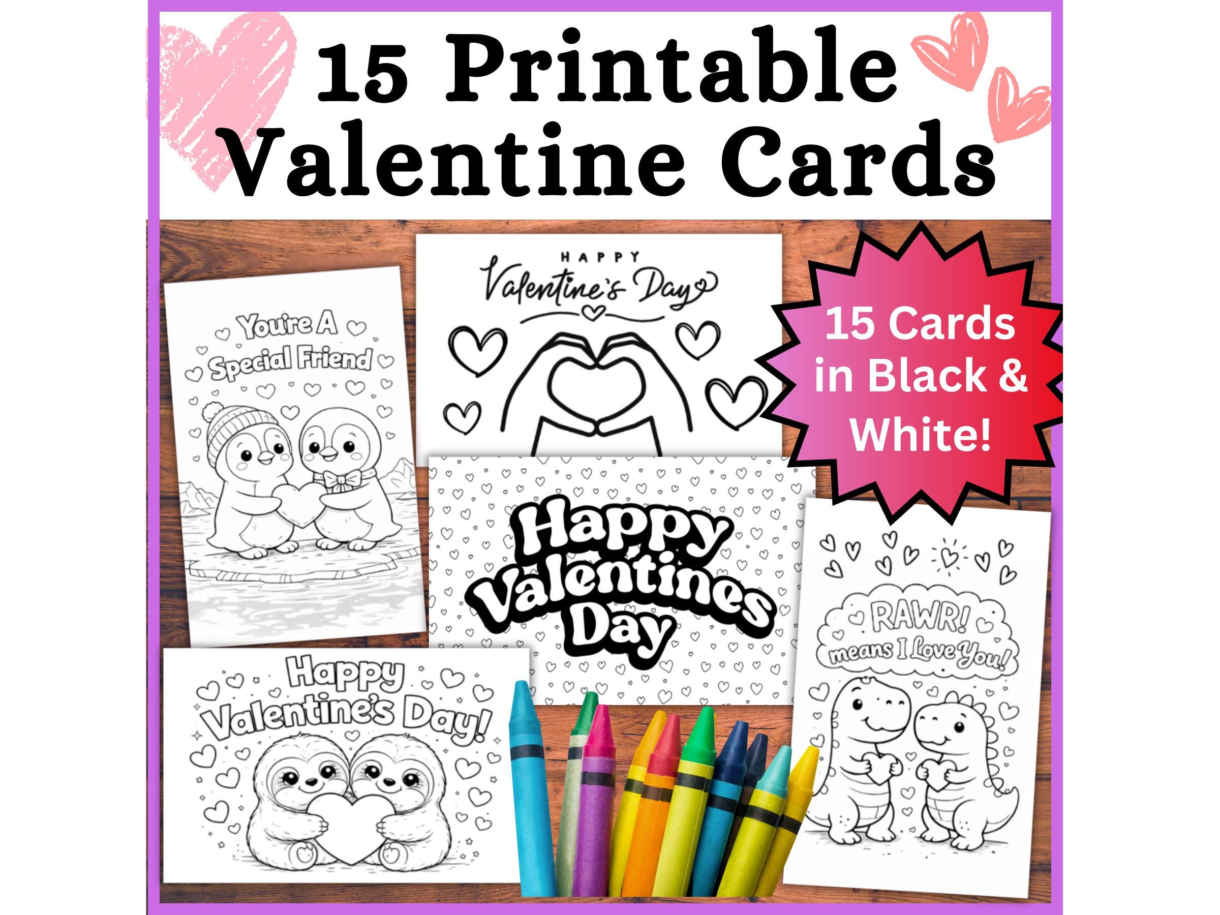 15 Printable Valentine's Day Cards - Blank Inside - Gifts: Students ...