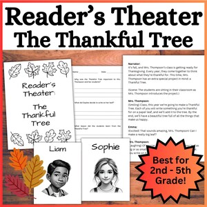 Thanksgiving Reader&#39;s Theater Script -Thankful Tree November Dramatic Play Center Fall Autumn Drama Grades 2nd-5th Fluency Practice Skits