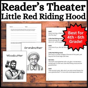 Reader&#39;s Theater: Little Red Riding Hood- Dramatic Play Center Grades 4-6 Script Fluency Drama 4th Grade 5th 6th Fairy Tale Skits Printables