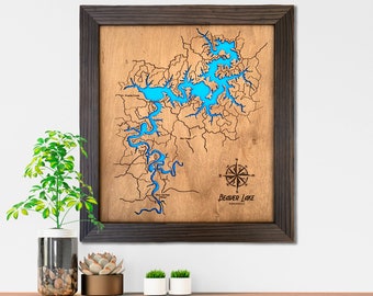 Custom Lake Map Lake House Decor Custom Wood Map