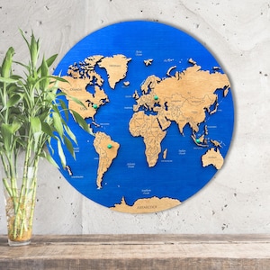 Wereldkaart push pin houten wereldkaart muurdecoratie