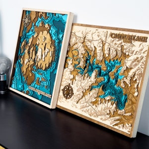 Custom Map Gift 3D Engraved on Wood - Personalized Wooden Wall Art ...