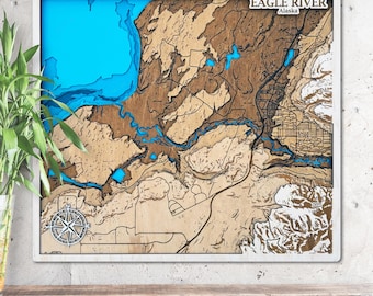 Eagle River Alaska 3D Wooden Map