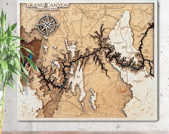 3D National Park Map Grand Canyon Map Wall Art Wood