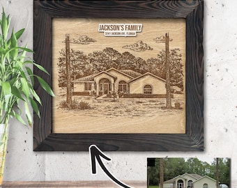 Custom Wedding Venue Portrait from Photo Personalized Wedding Location Wooden Art