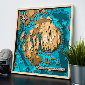 3D Acadia Nationalpark aus Holz, Nationalpark Karte