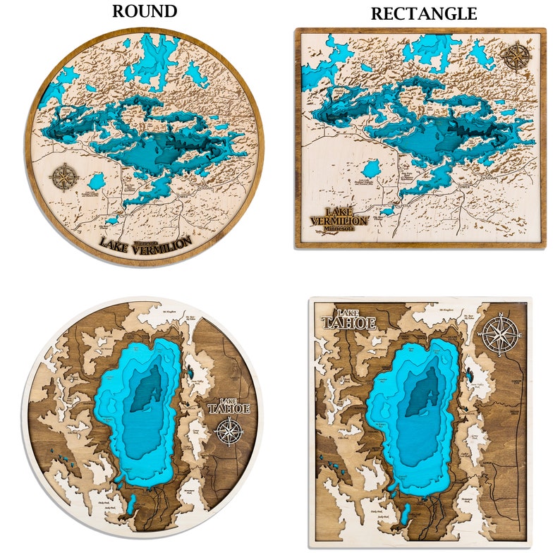 Custom Map Gift Engraved on Wood Map Personalized Gifts Map Print Lake House Decor Wood Wall Art Lake Signs on Wood Wall Decor image 7