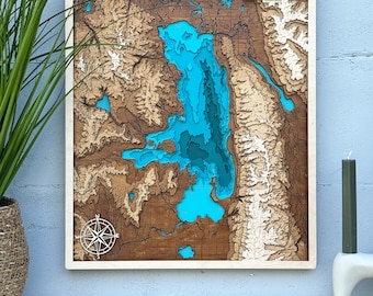 Custom Lake Map 3D Wood: Handcrafted Topographic Wall Art