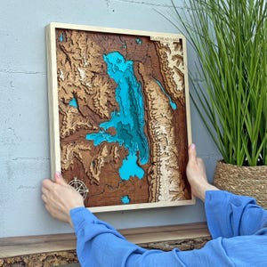 Custom Map Gift 3D Engraved on Wood - Personalized Wooden Wall Art ...