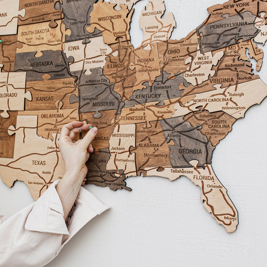 US Travel Map Push Pin Map Wood Map of United States Apartment Decor ...