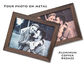 Custom Metal Photo Print with Wood Frame: Family Portrait Wall Art