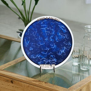 Mapa estelar personalizado de madera La noche en que conocimos las estrellas