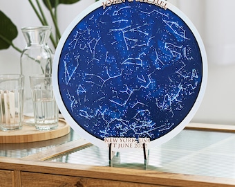 Custom Wooden Star Map: The Night We Met - Special Date