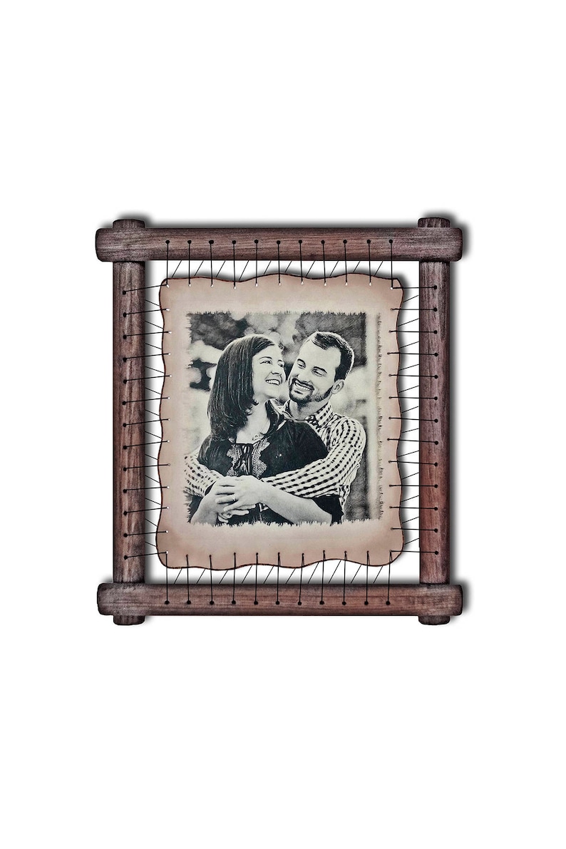 Tin anniversary gift Personalized Your custom photo hand engraved on leather
