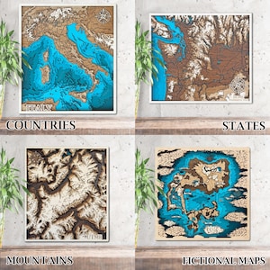 Custom Map Gift 3D Engraved on Wood - Personalized Wooden Wall Art ...