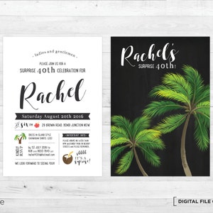 Invitations tropicales à imprimer pour fête d'anniversaire, Invitations d'anniversaire pour fête d'anniversaire, Invitations pour fête d'anniversaire, thème île à télécharger