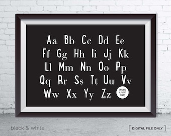 Alphabet Chart Poster for Kids Nursery, ABC Wall Art Print, Educational Toddler Learning Decor, Montessori Playroom Printable, Nursery Art