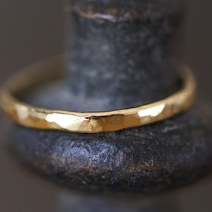 14K Wedding Ring, Rustic Wedding Ring, Hammered Gold Ring, Rustic Gold Ring, 18K Hammered Ring, Rough Wedding Ring, solid gold Hammered Ring image 1