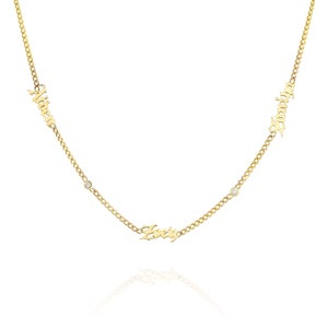 Collar personalizado para hombre, collar con nombre de oro macizo, colgante con nombre gótico, collar para papá, collar de diamantes personalizado de 14 quilates, placa con nombre de 14 quilates