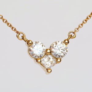 Diamond Heart Necklace, Solid Gold 14K Heart Shape Pendant, An Anniversary Gift Set With Moissanite Or Natural Diamonds