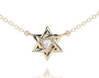 Star Of David Necklace, Jewish Pendant Gold, Bat Mitzvah Gift, Jewish Star Necklace, Kabbalah Jewelry, Magen David Necklace, Judaica Jewelry