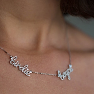 Collar con nombre, collar con nombre de oro, collar con nombre personalizado, collar con nombre personalizado, collar con nombre de niños, collar con dos nombres, 14K