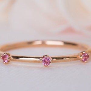 Pink Wedding Band, Pink Sapphire Ring, Pink Sapphire 14K Ring, Alternative Wedding Ring, Pink Sapphire Band, Alternative Wedding Band, 18K