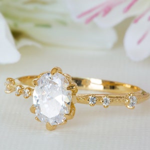 Anillo de compromiso con zafiro blanco, anillo de compromiso con piedra preciosa blanca, anillo de diamantes con piedra preciosa natural, anillo de piedra preciosa blanca de 14 quilates, 18 quilates, topacio blanco