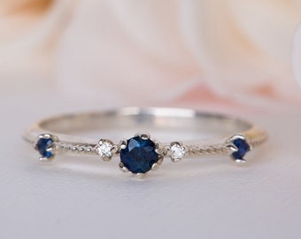 Blue Sapphire Ring, Blue 14k Ring, Blue Sapphire Wedding Ring, Blue Sapphire Ring White Gold, Blue Sapphire 14k Ring, Sapphire Promise Ring