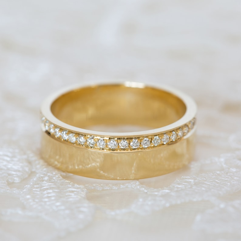 Wide Wedding Band, Unisex Wedding Band, Unique Eternity Ring, 5mm ...