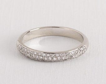 Pave Wedding Ring, Pave Wedding Band, White Diamond Wedding Band, White Gold Diamond Band, Pave Diamond Ring, Pave Diamond Band, 18K Band