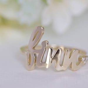 Personalized Gold Ring, Gold Name Ring, Diamond Name Ring, Personalized Name Ring, Custom Name Ring, Monogram Ring Gold, Name Ring, 14K name image 8