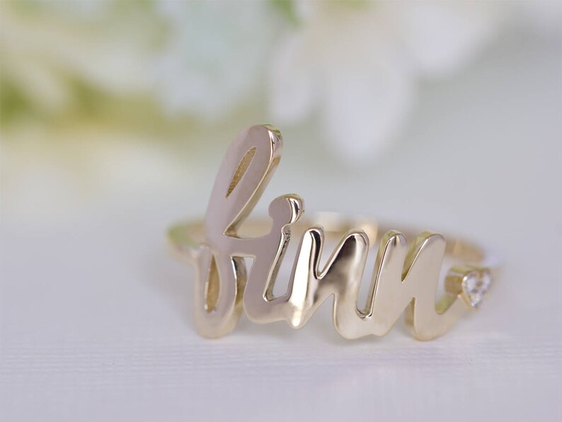 Personalized Gold Ring, Gold Name Ring, Diamond Name Ring, Personalized Name Ring, Custom Name Ring, Monogram Ring Gold, Name Ring, 14K name image 8