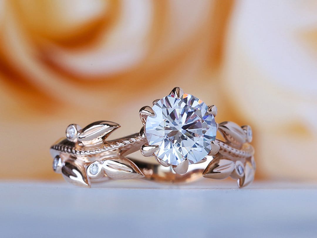 Floral Engagement Ring, Flower Engagement Ring Rose Gold, Floral